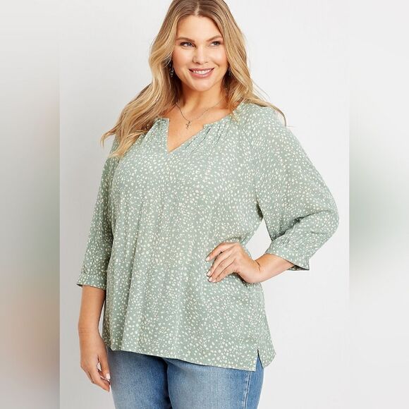 ‎Leopard Dot 3/4 Sleeve Size Medium Maurices Peasant Top - Picture 3 of 12